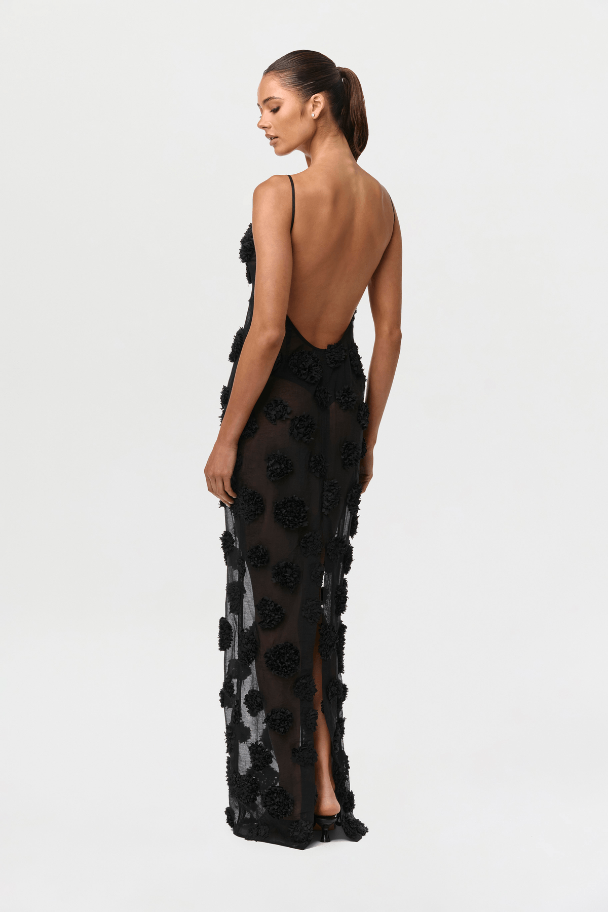 Floral Appliqué Open Back Dress - View 4 - Superr*