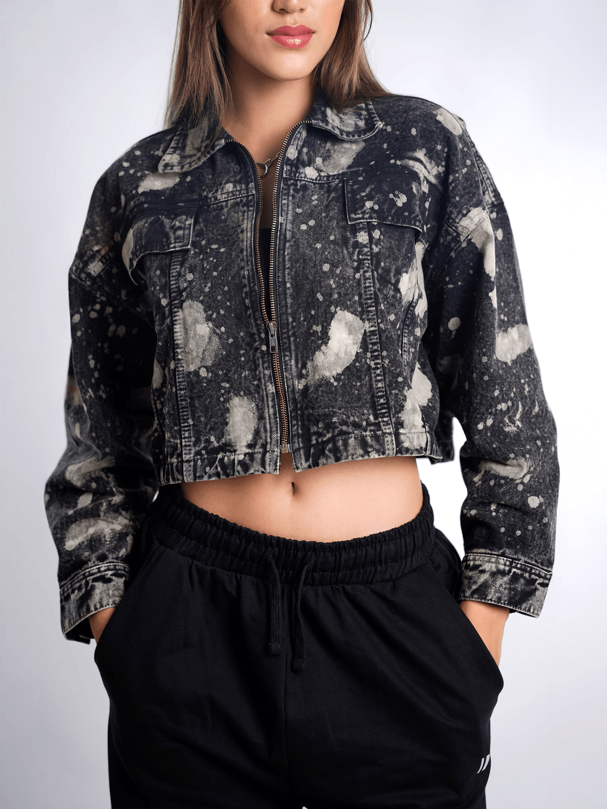 Black Hypo Denim Cropped Jacket - View 2 - Superr*
