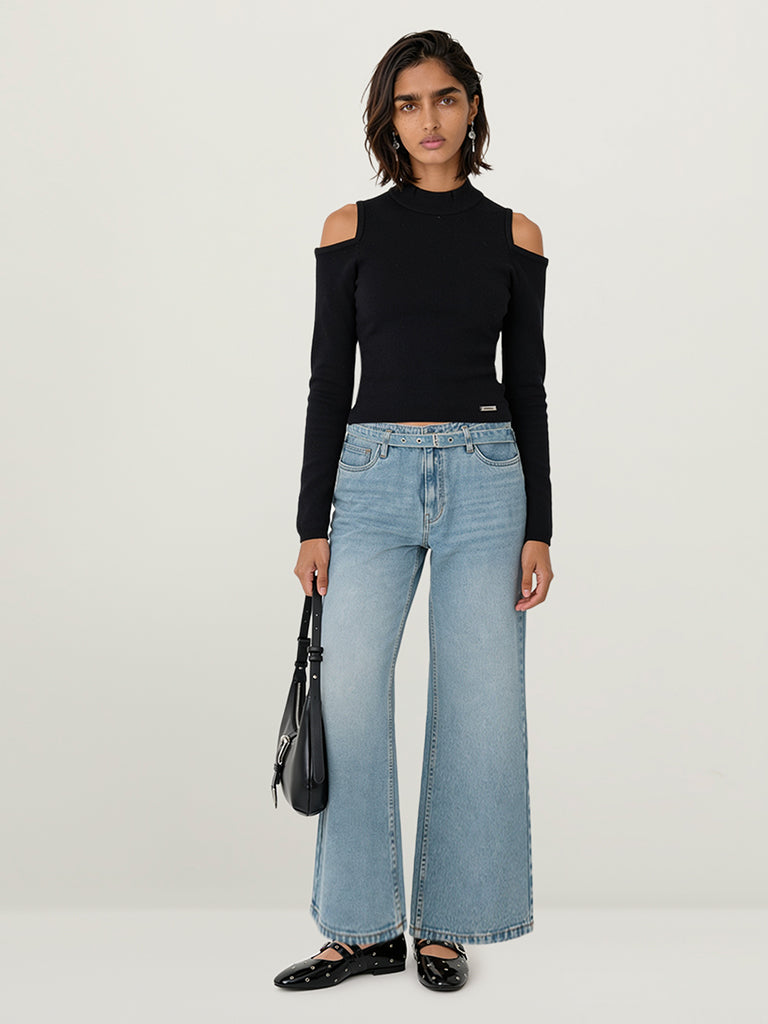 Fitted Cold-Shoulder Top - View 2 - Superr*