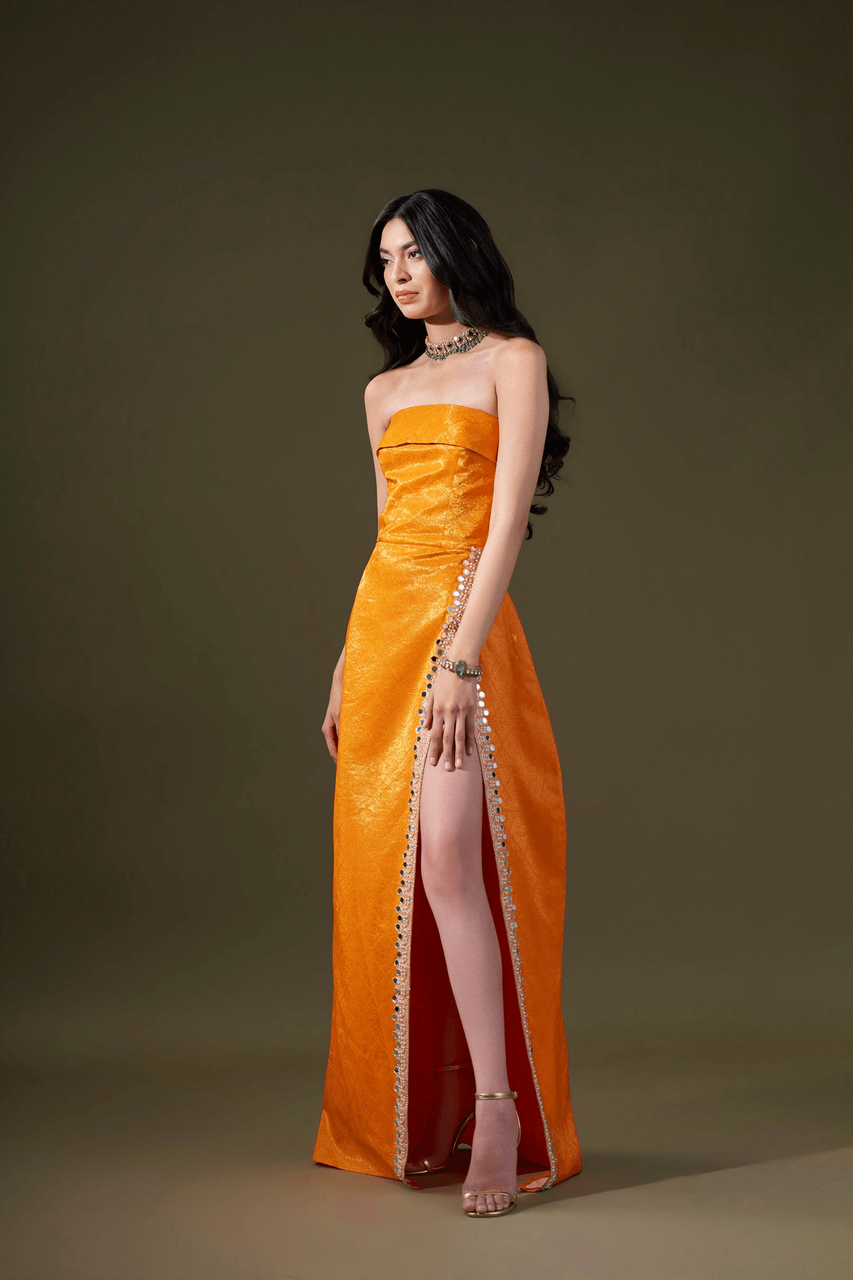 Orange Long Tube Dress - View 4 - Superr*