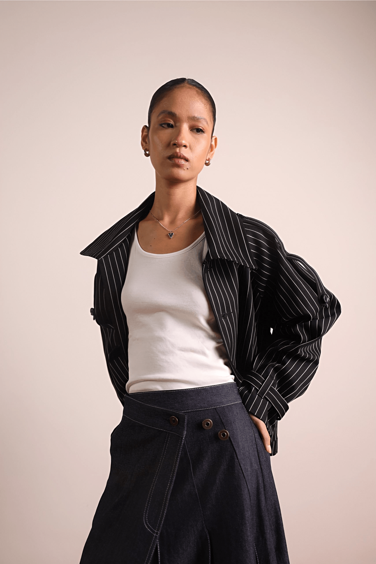 Pleated Wraparound Denim Skirt - View 4 - Superr*