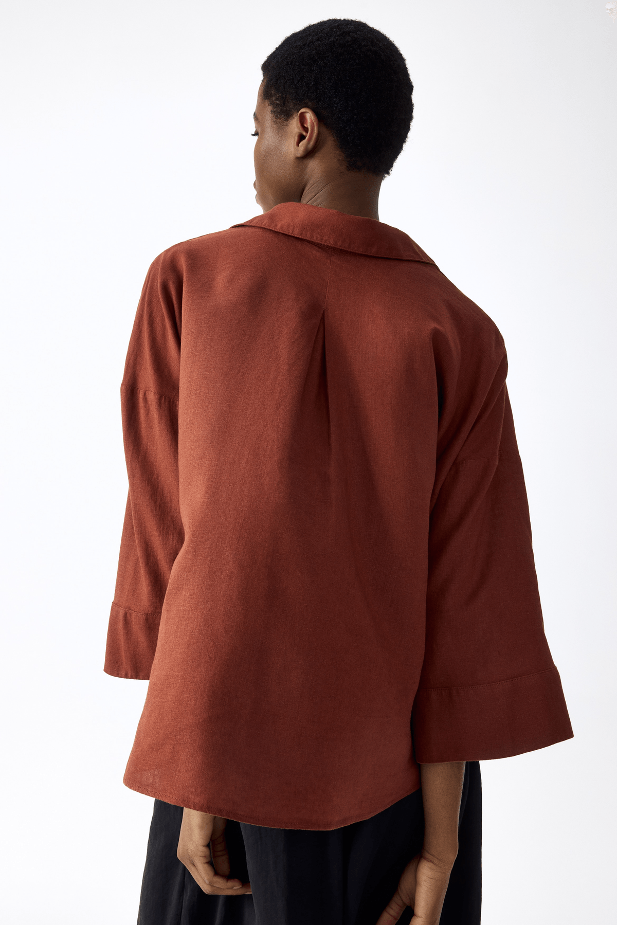 Women's Brown Linen-blend shirt - View 4 - Superr*