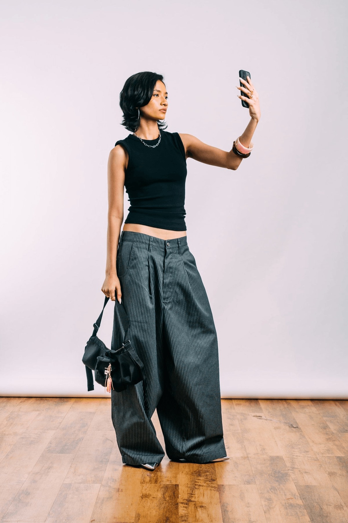 Really Wide Pants 'Grey Stripes' - View 2 - Superr*