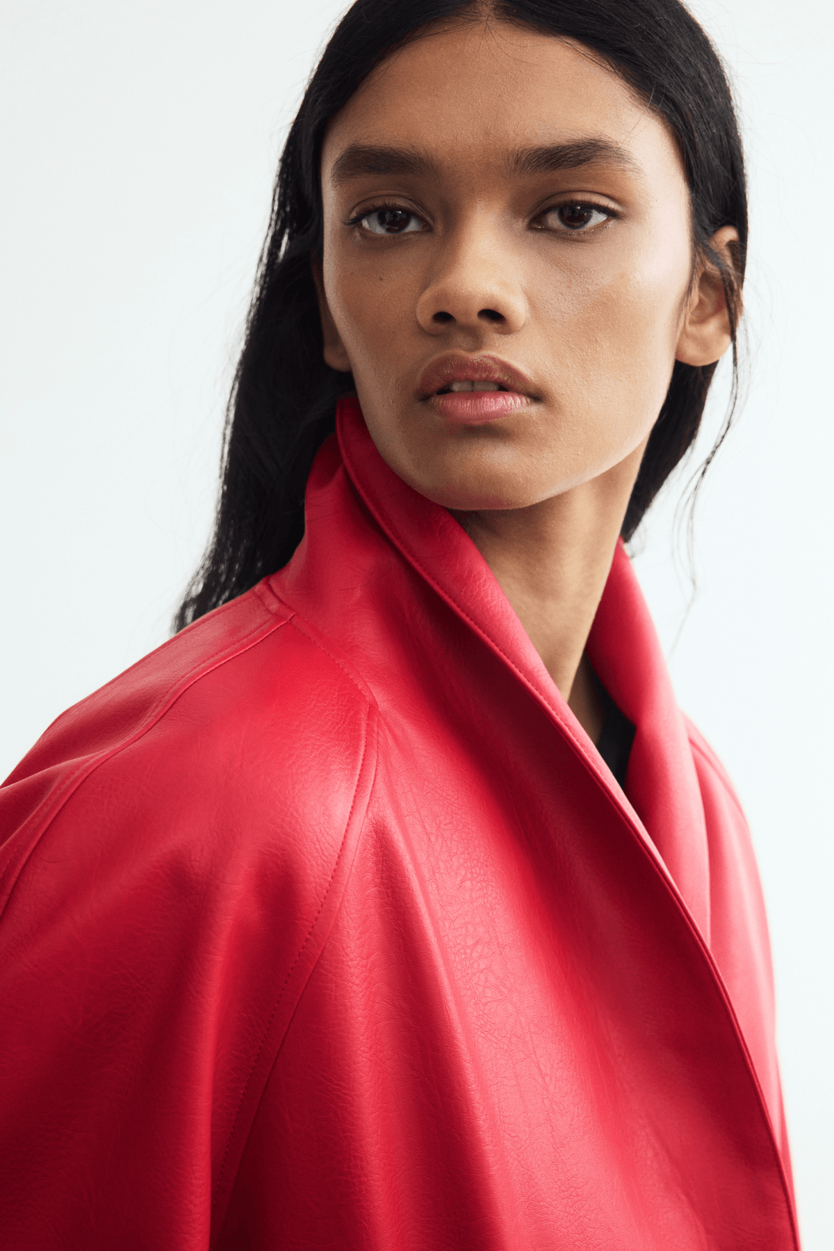 Women's Bright red Coated shawl-collared jacket - View 3 - Superr*