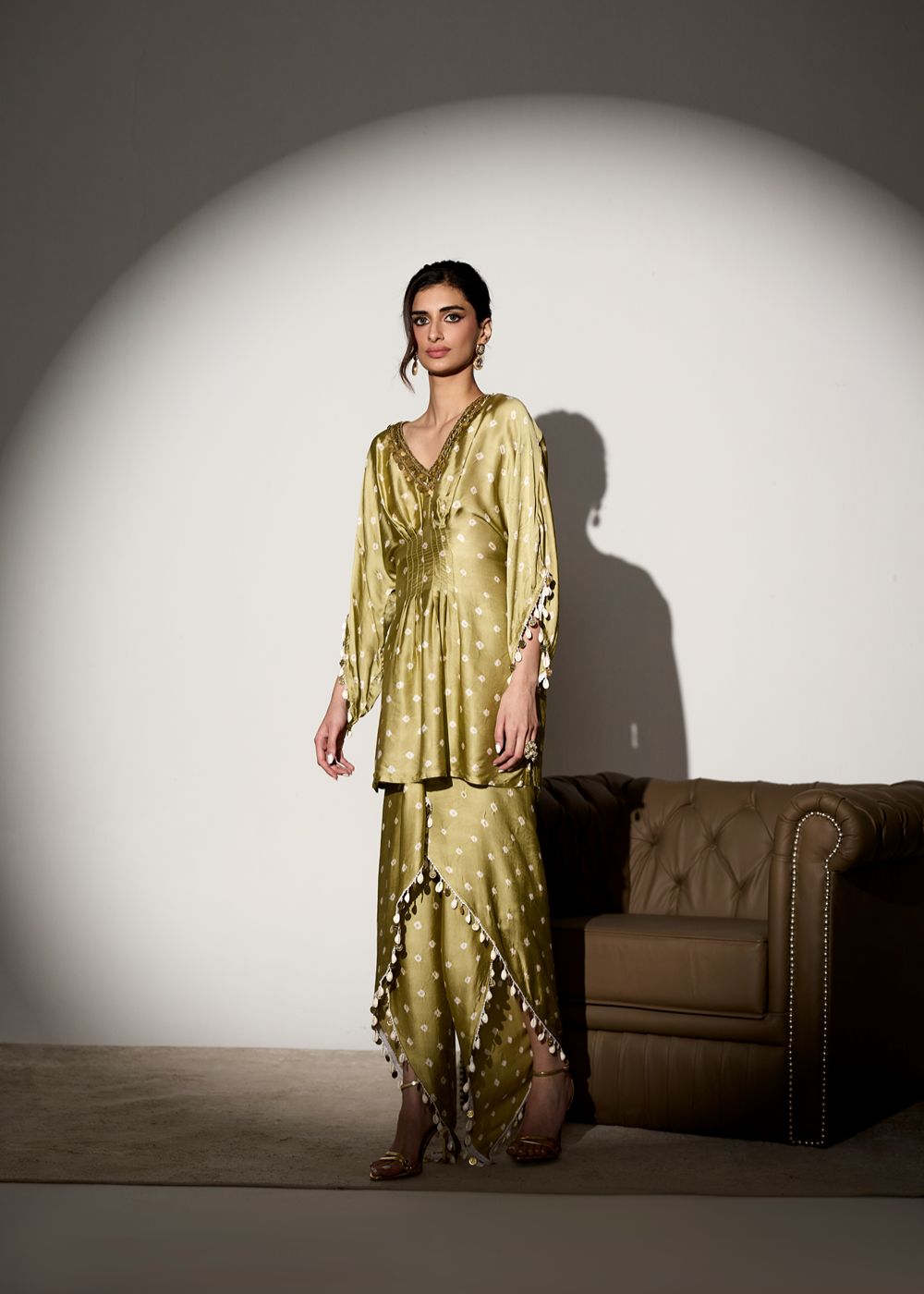 Noor Sage Green Kurti and Dhoti Pant Set - View 3 - Superr*