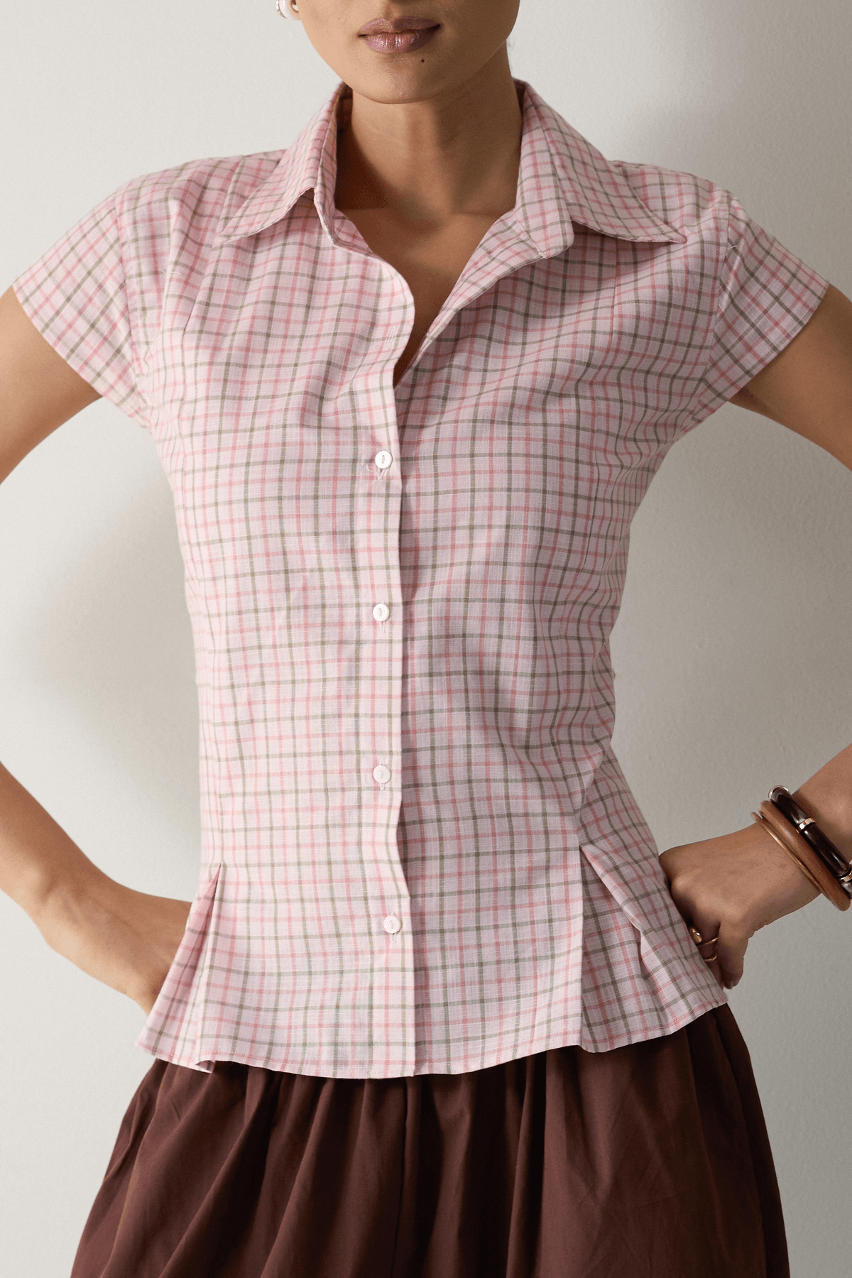 The Pleated Cinch Shirt- Pink - View 3 - Superr*