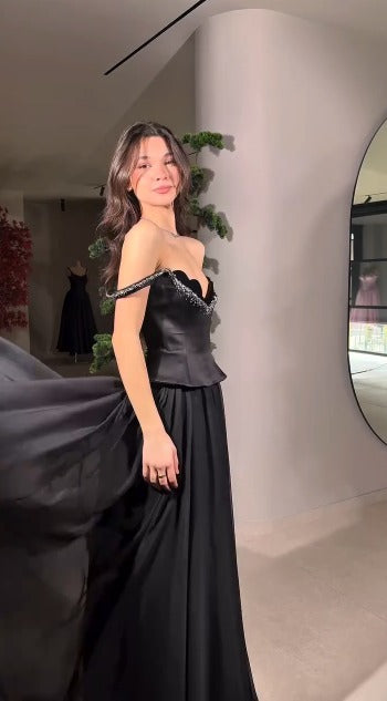 Regin Black Floor Length Dress - View 2 - Superr*
