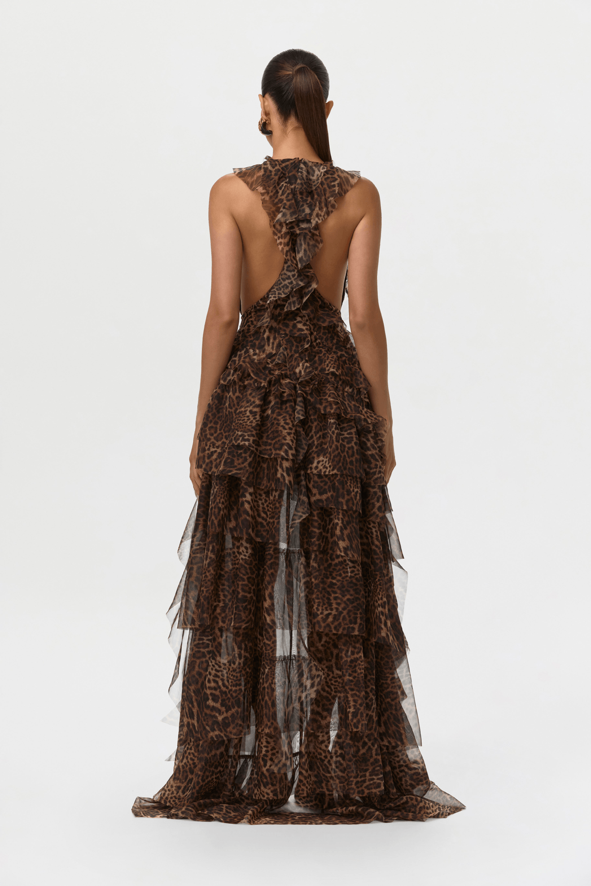 Chiffon Print Asymmetric Ruffle Dress - View 4 - Superr*