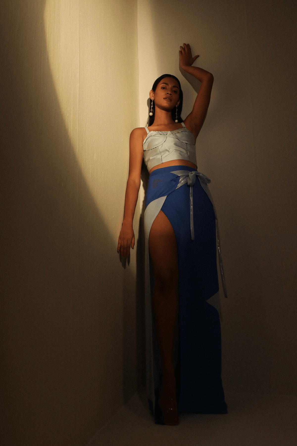 COLOR BLOCK WRAP SKIRT - View 2 - Superr*