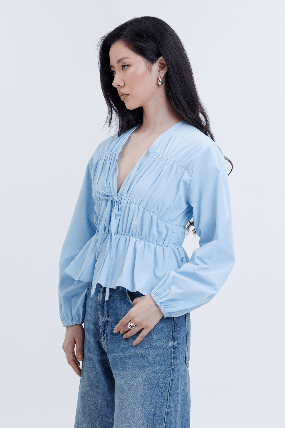 Drawstring Poplin Blouse - View 2 - Superr*