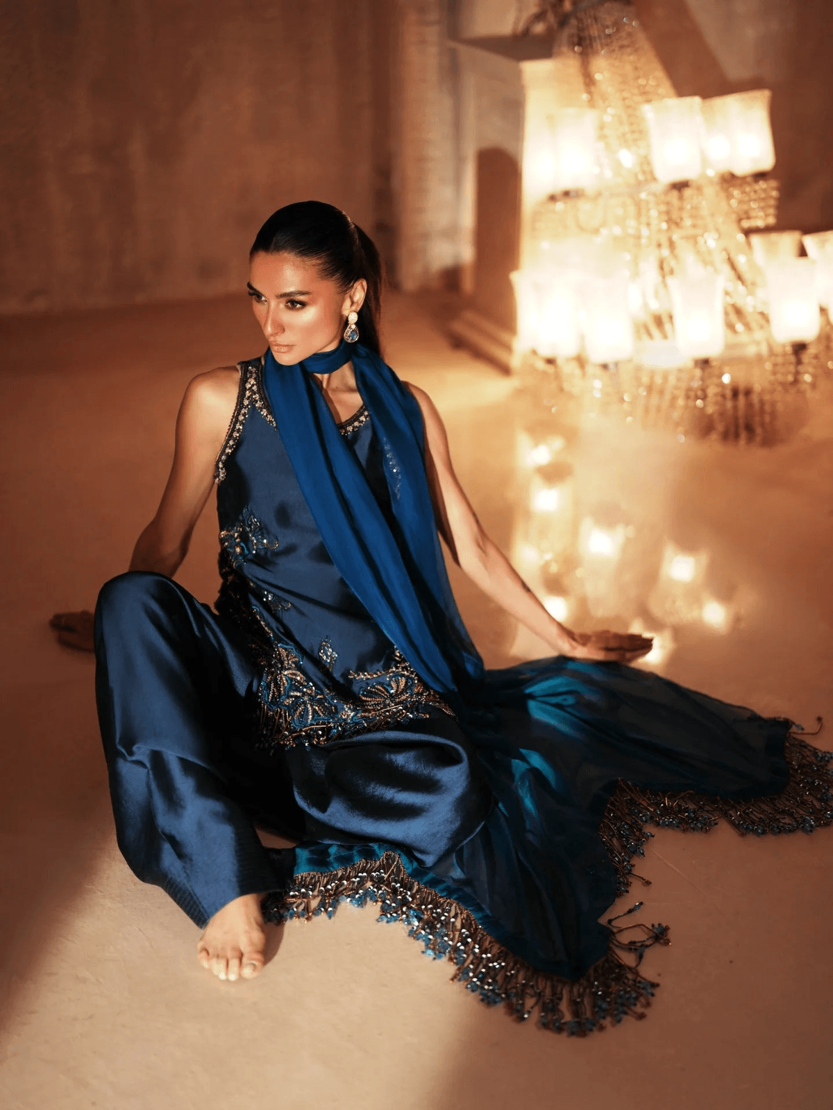 Delphine Embroidered Farshi Salwar Set - View 4 - Superr*
