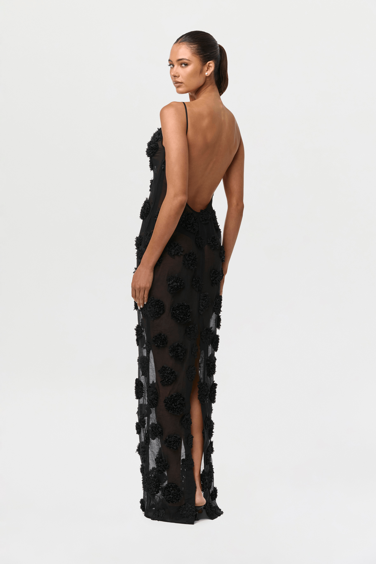 Floral Appliqué Open Back Dress - View 3 - Superr*