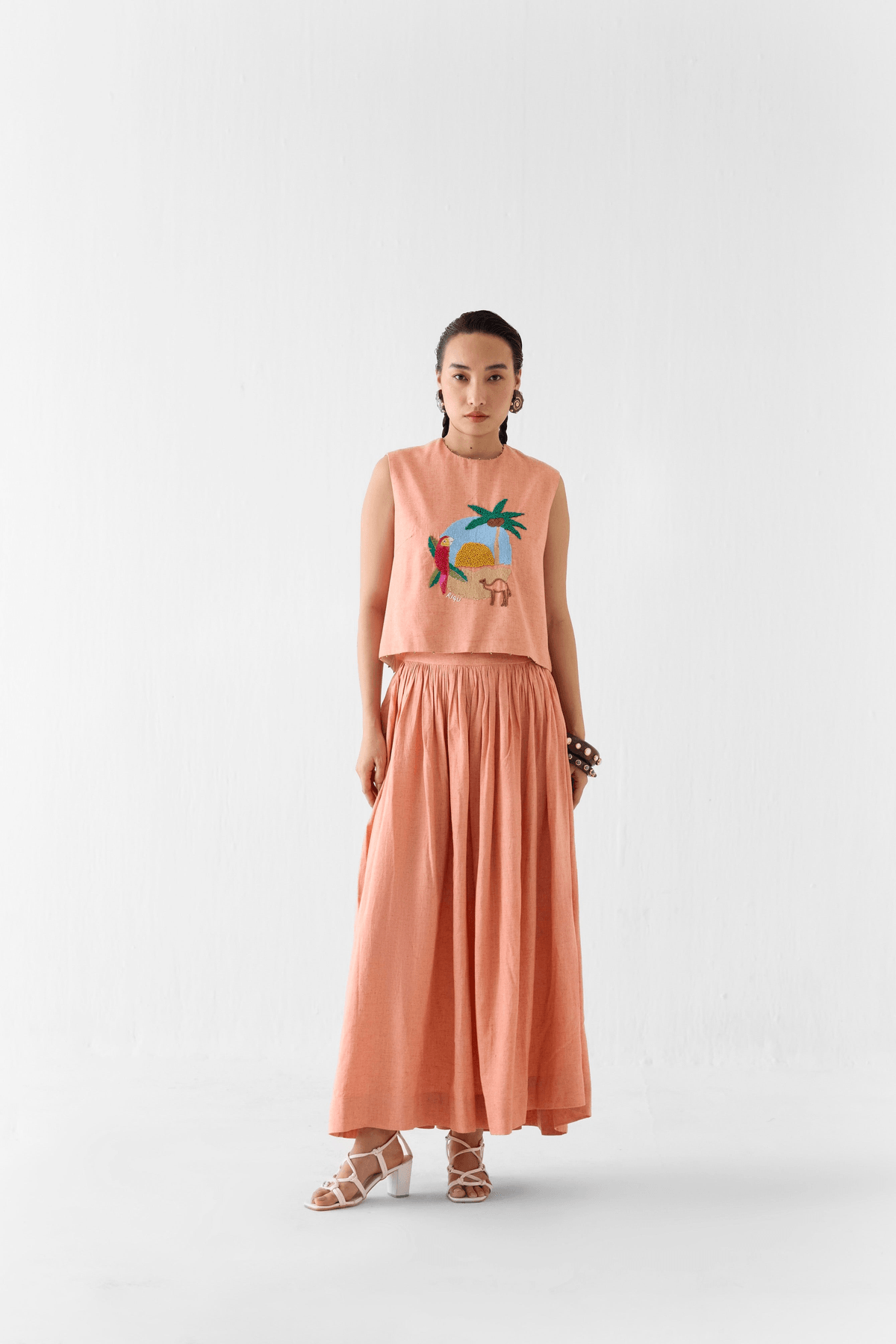 SAHARA LINEN CROP TOP & SKIRT CO-ORD - View 2 - Superr*