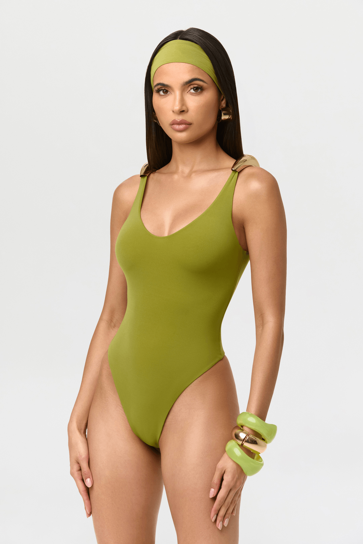 Naked Gold Shoulder Tank Bodysuit - View 3 - Superr*