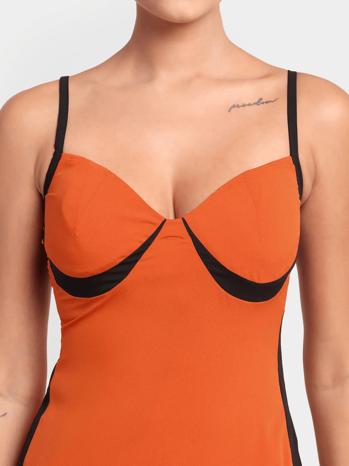 Contour Line Bodycon Dress - Orange - View 2 - Superr*