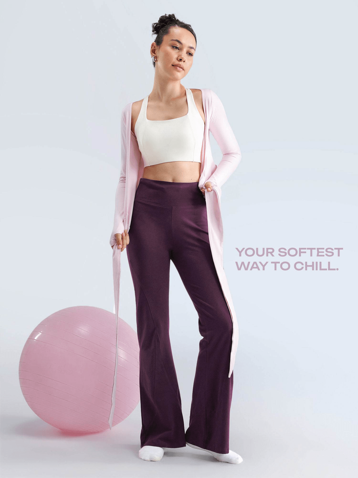 Plum Cotton Flared Leggings - View 2 - Superr*