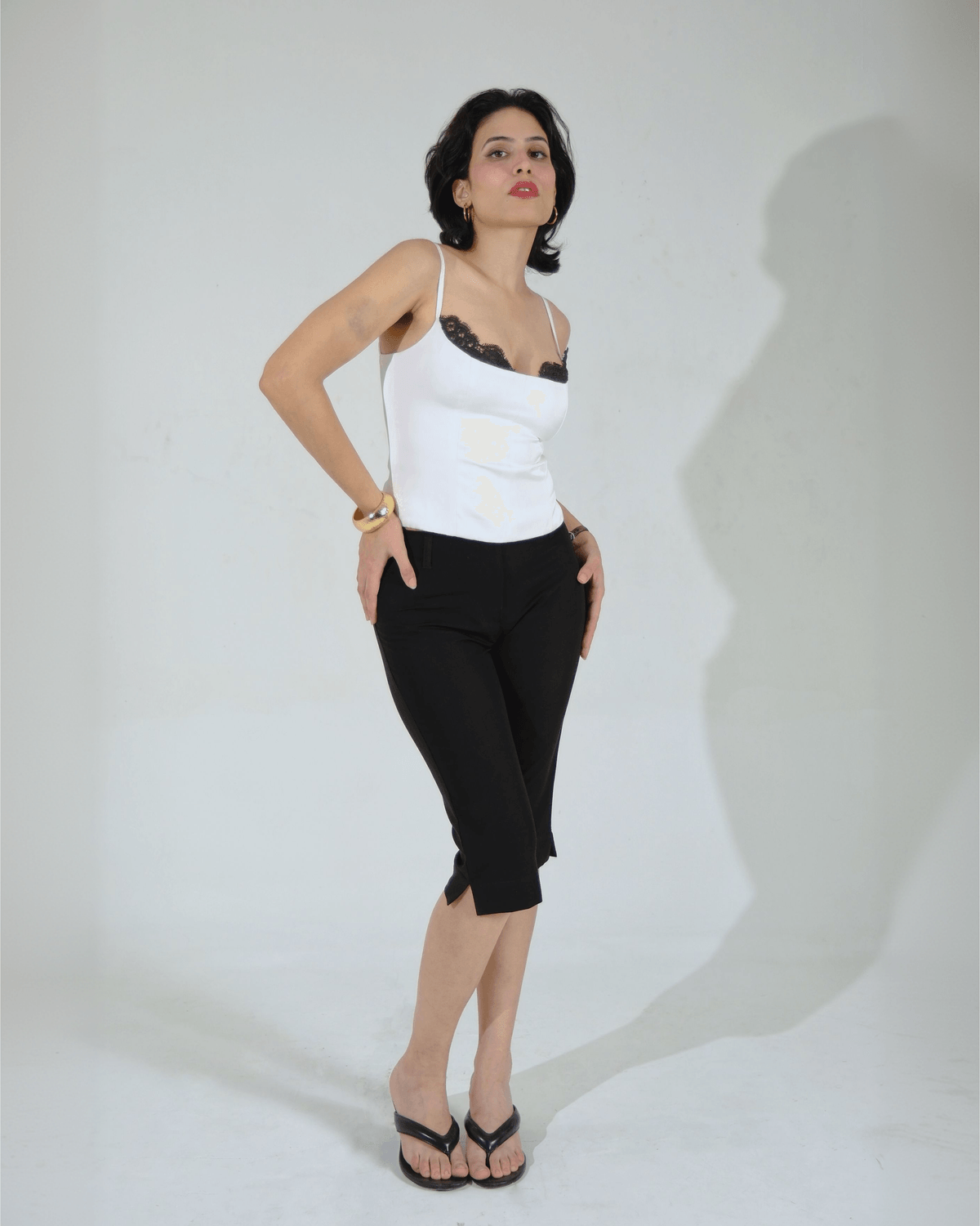 White Satin Lace-Trim Cami Top - View 2 - Superr*
