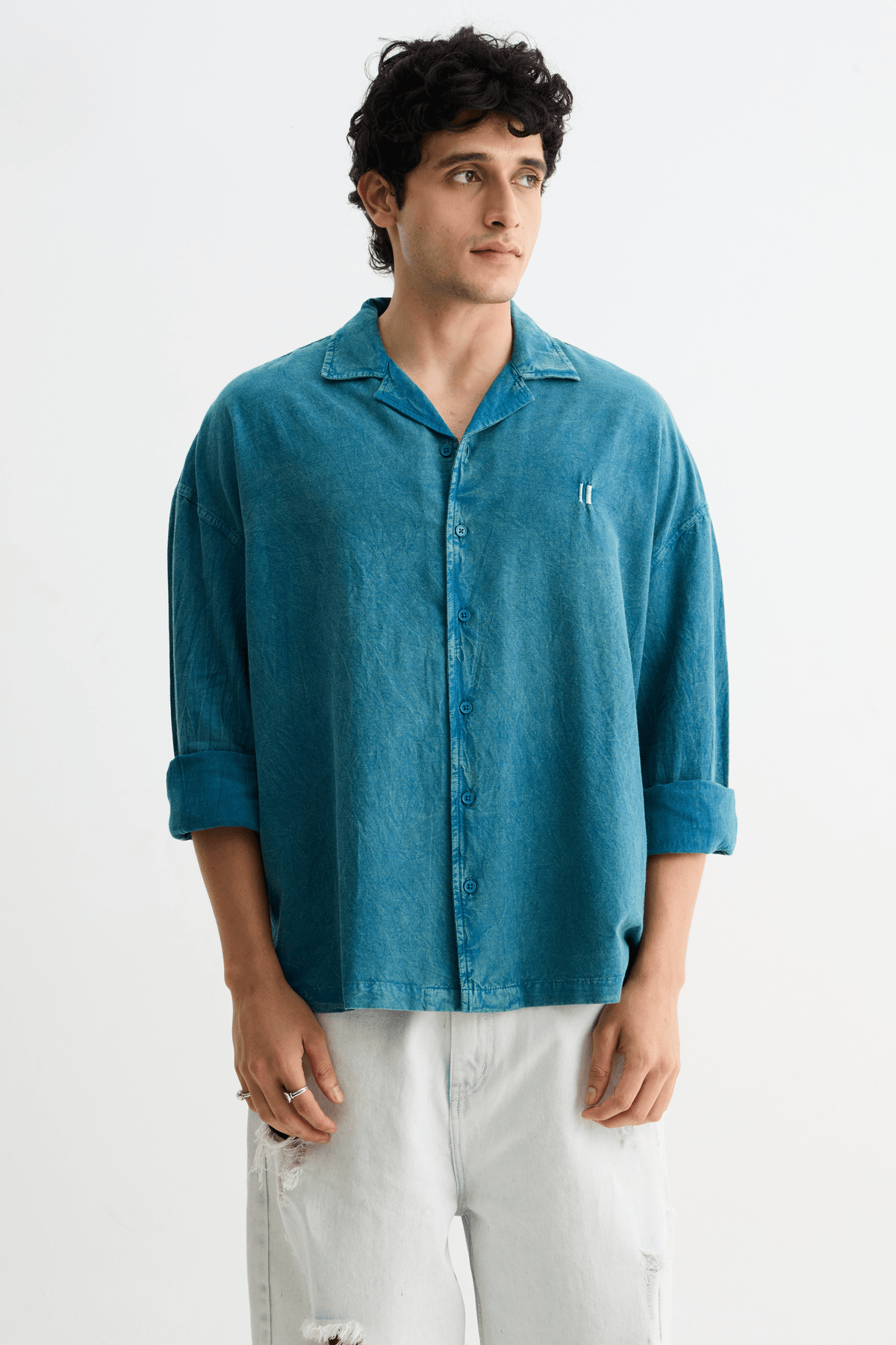 Aqua Blue Washed Past Shirt - View 3 - Superr*