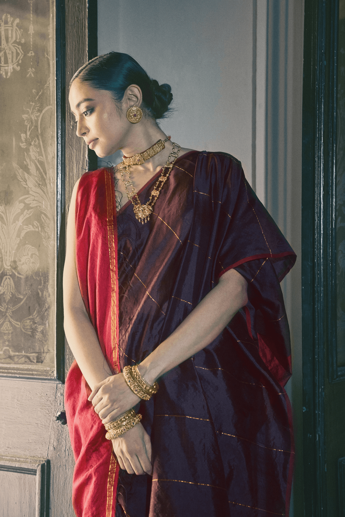 Bimla Maroon Brown Saree - View 2 - Superr*