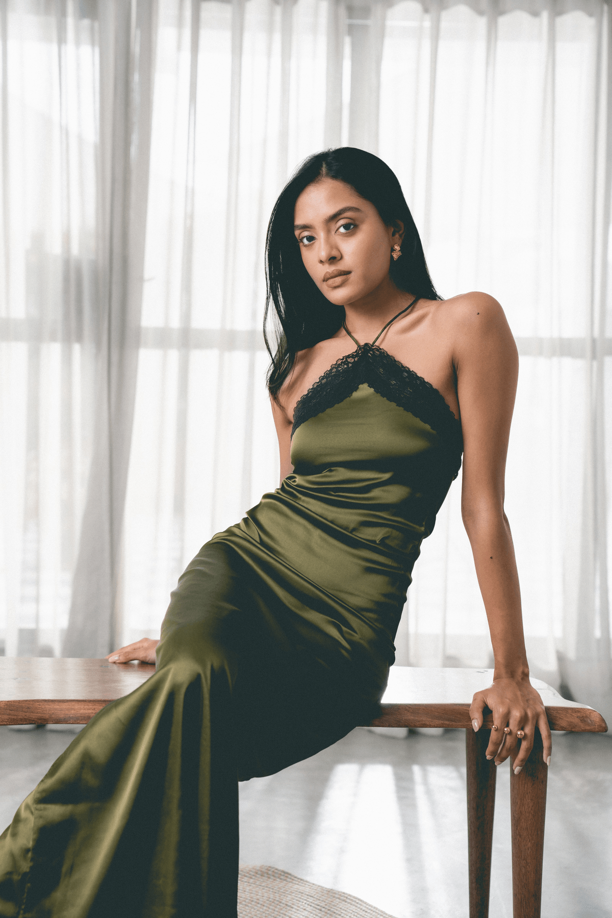 Satin Halterneck Maxi - View 4 - Superr*