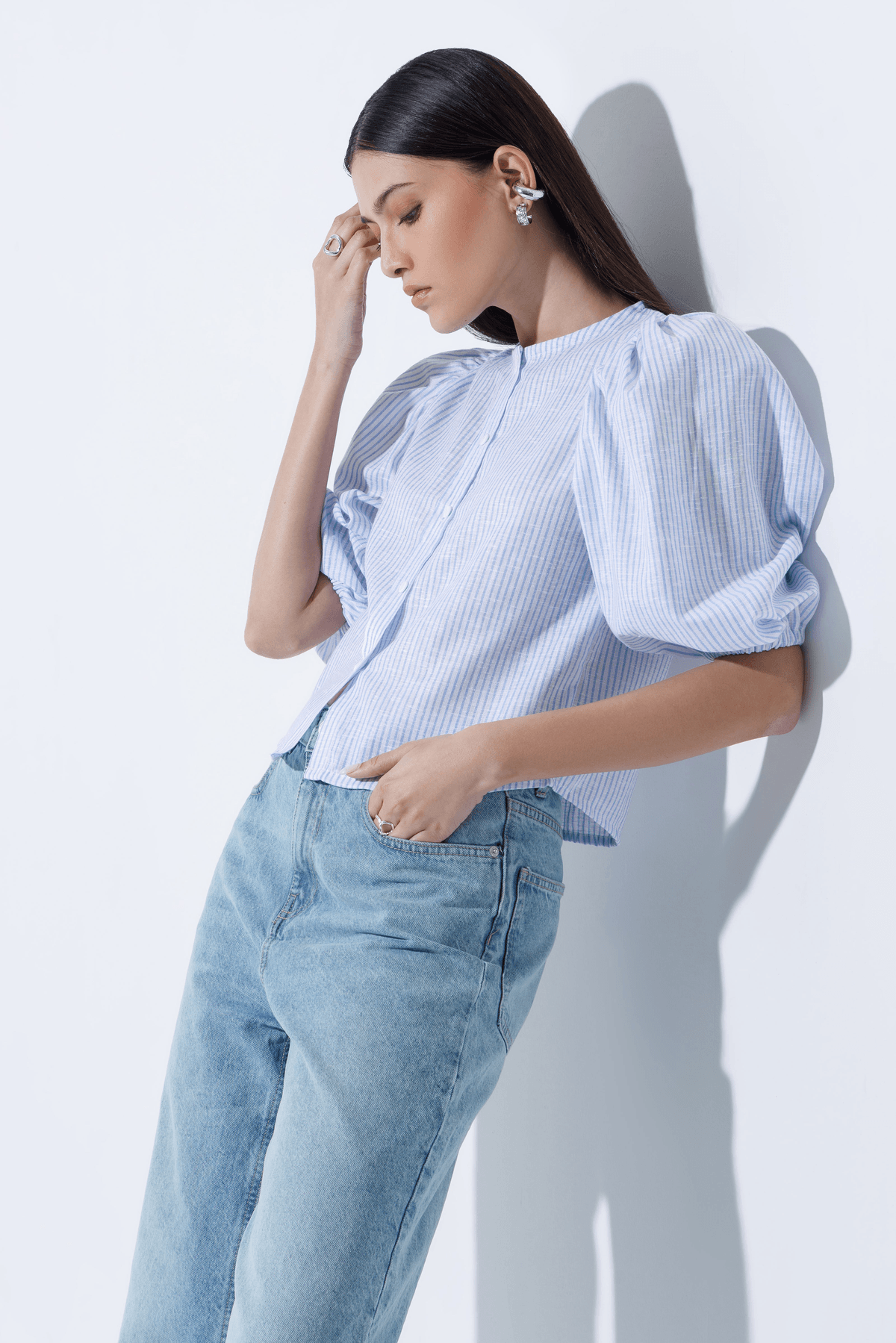 Linen-Blend Blouse - View 4 - Superr*