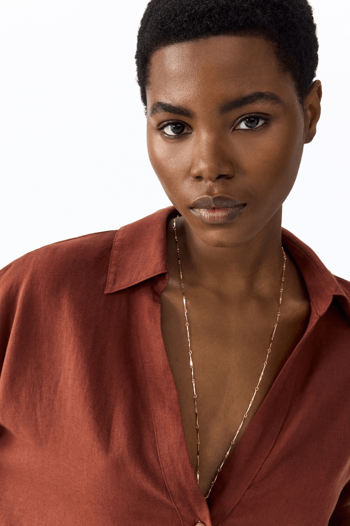 Women's Brown Linen-blend shirt - View 3 - Superr*