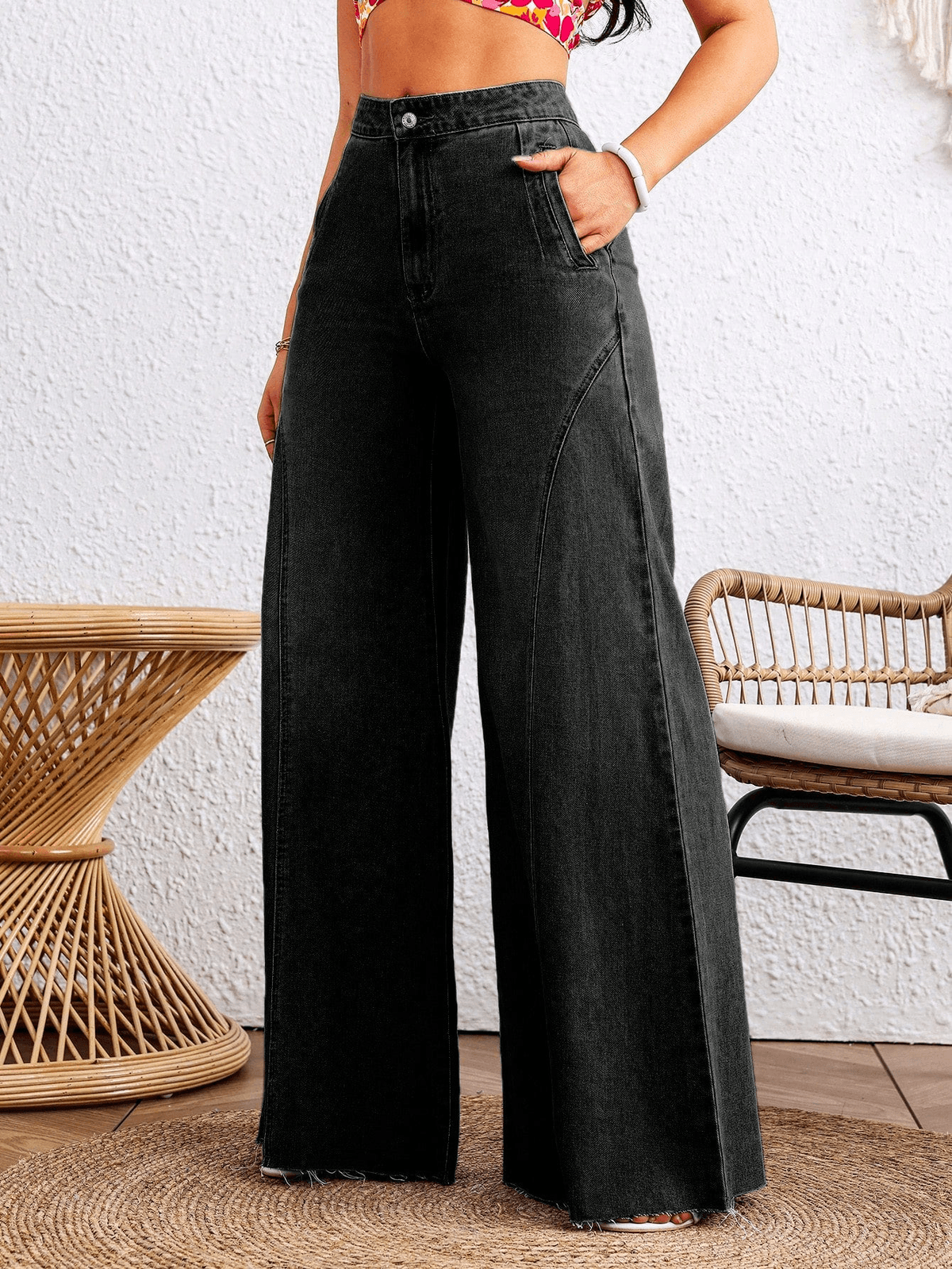 Detailed Stitch Super Wide Leg Jeans - View 4 - Superr*