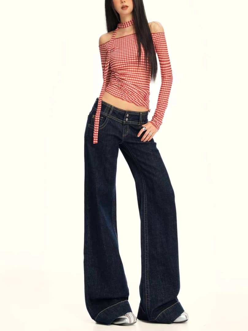 Bold Blue Low Waist Wide Leg Jeans - View 4 - Superr*