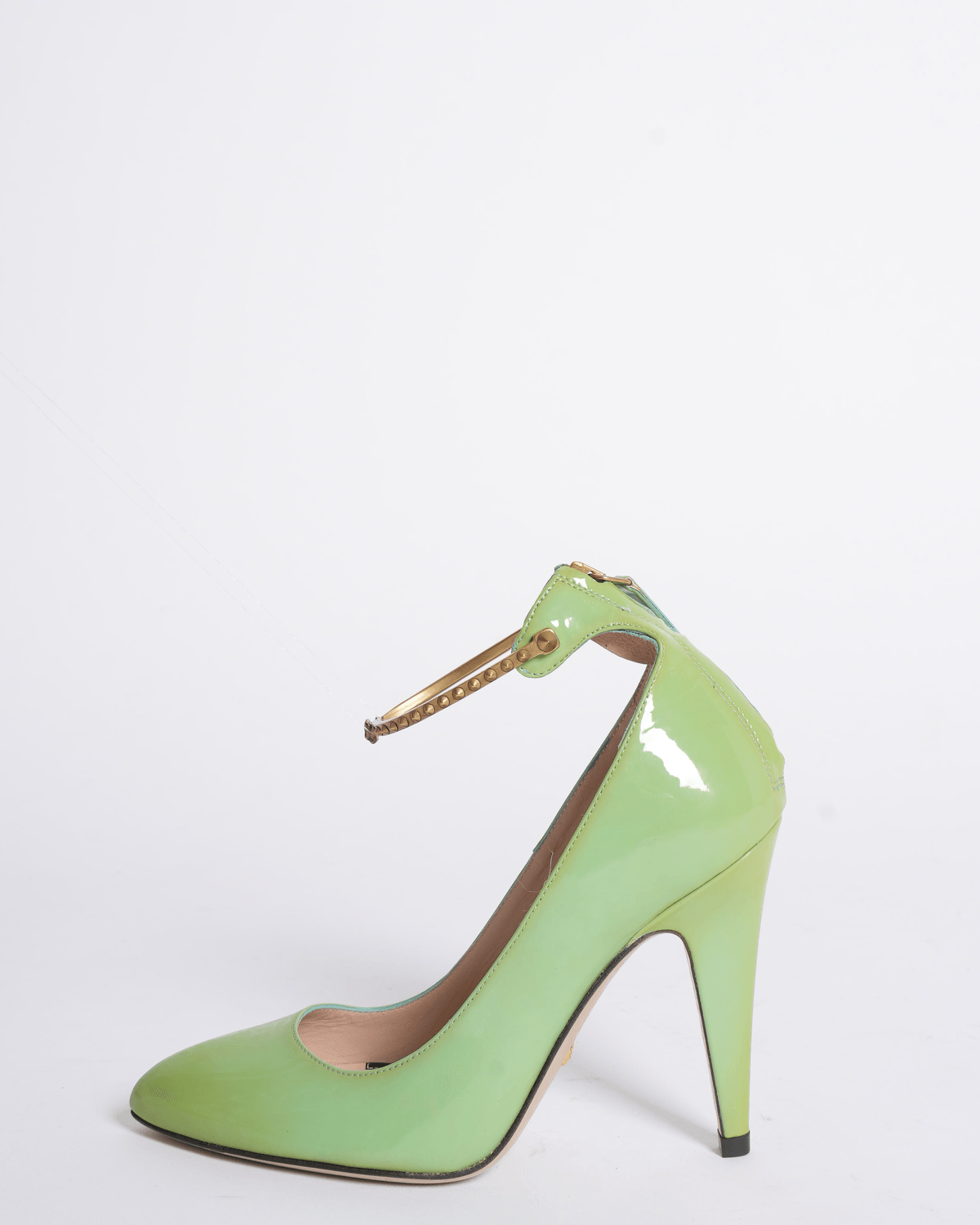 New Gucci Vernice Crystal Ankle Strap Pumps In Mint Colour - View 3 - Superr*