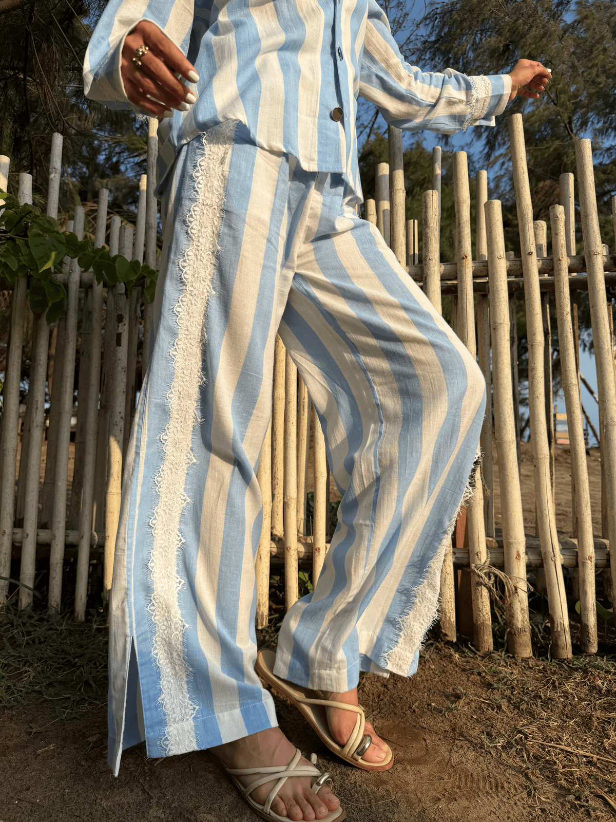 Blue Lace Stripe Women Set - View 2 - Superr*
