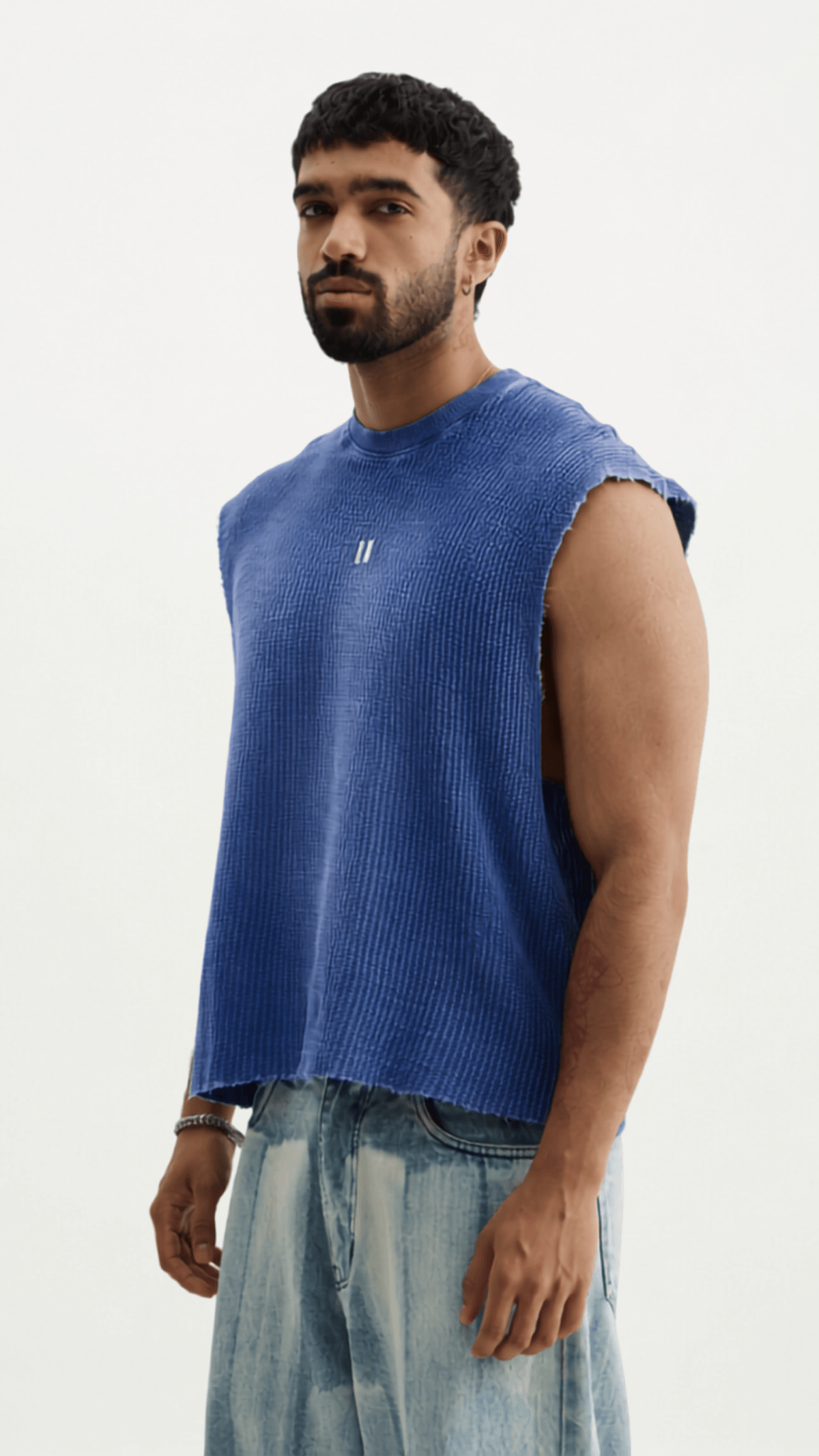 Blue Wash Waffle Vest - View 2 - Superr*