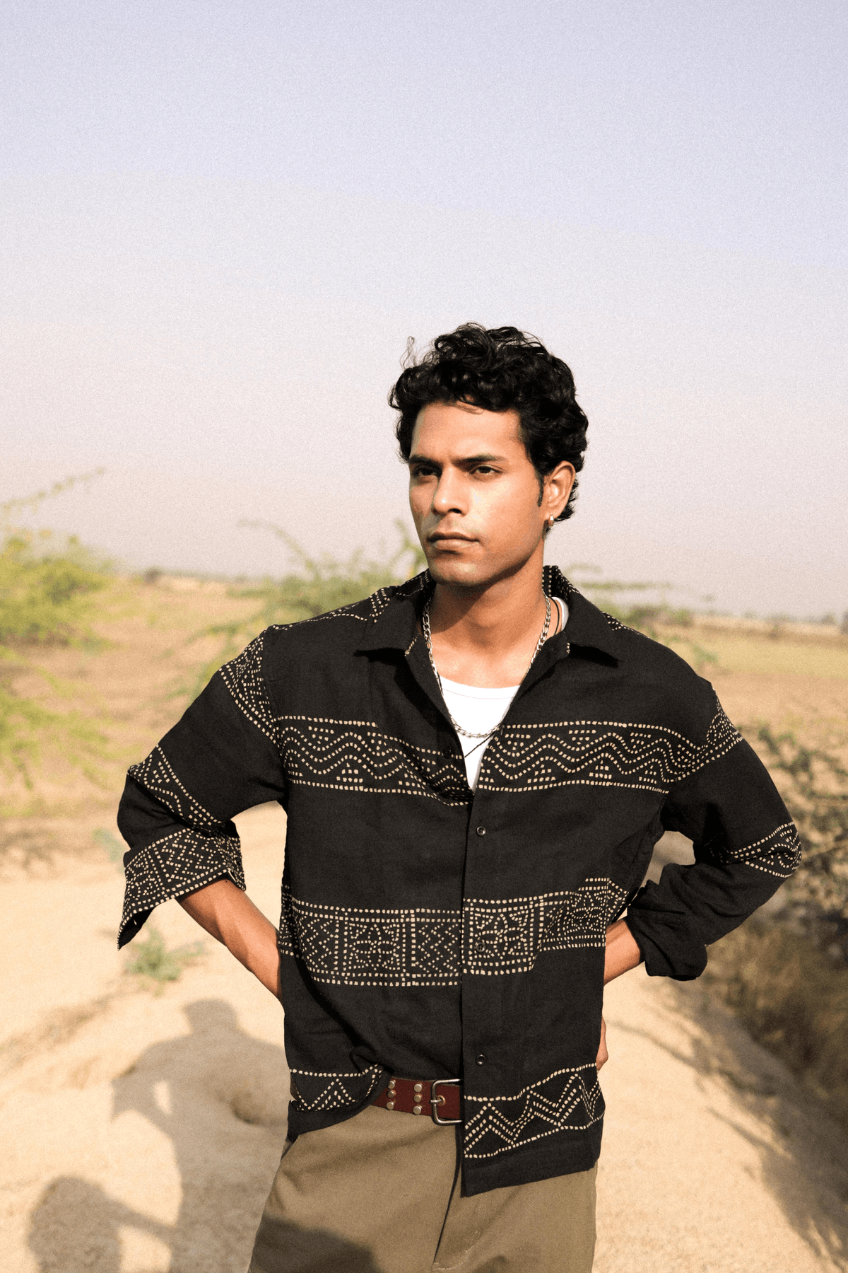 Black Hand-Blocked Panel Shirt - View 2 - Superr*