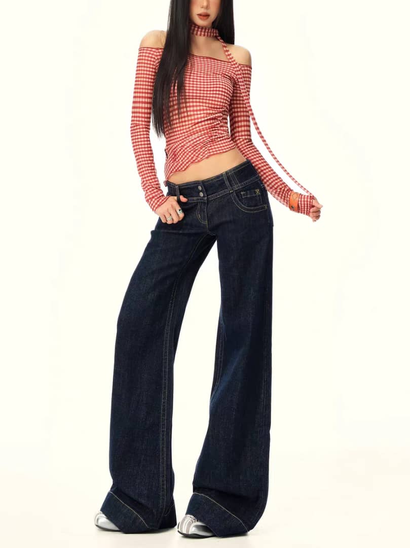 Bold Blue Low Waist Wide Leg Jeans - View 2 - Superr*