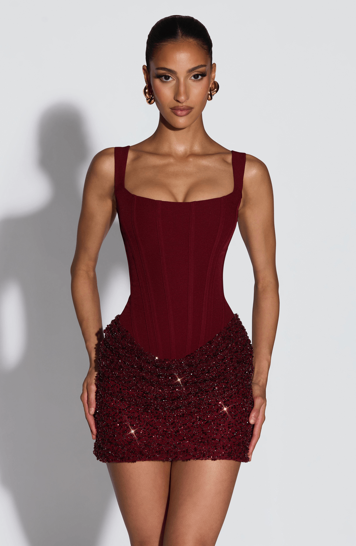 Yeona Mini Dress - Burgundy - View 2 - Superr*
