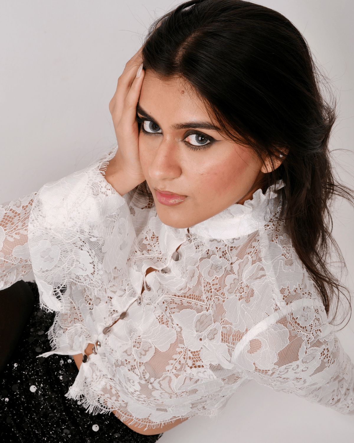 Sheer Lace Ruffle Top - View 3 - Superr*