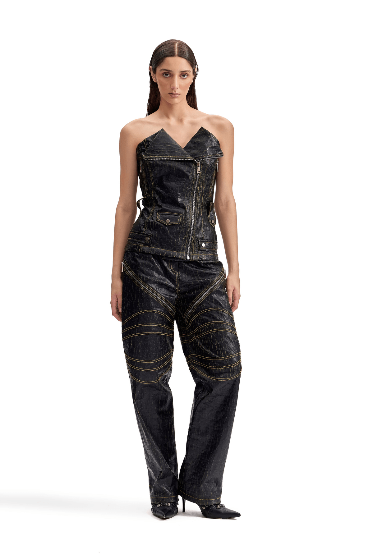 Cracked Leather Biker Corset - View 2 - Superr*