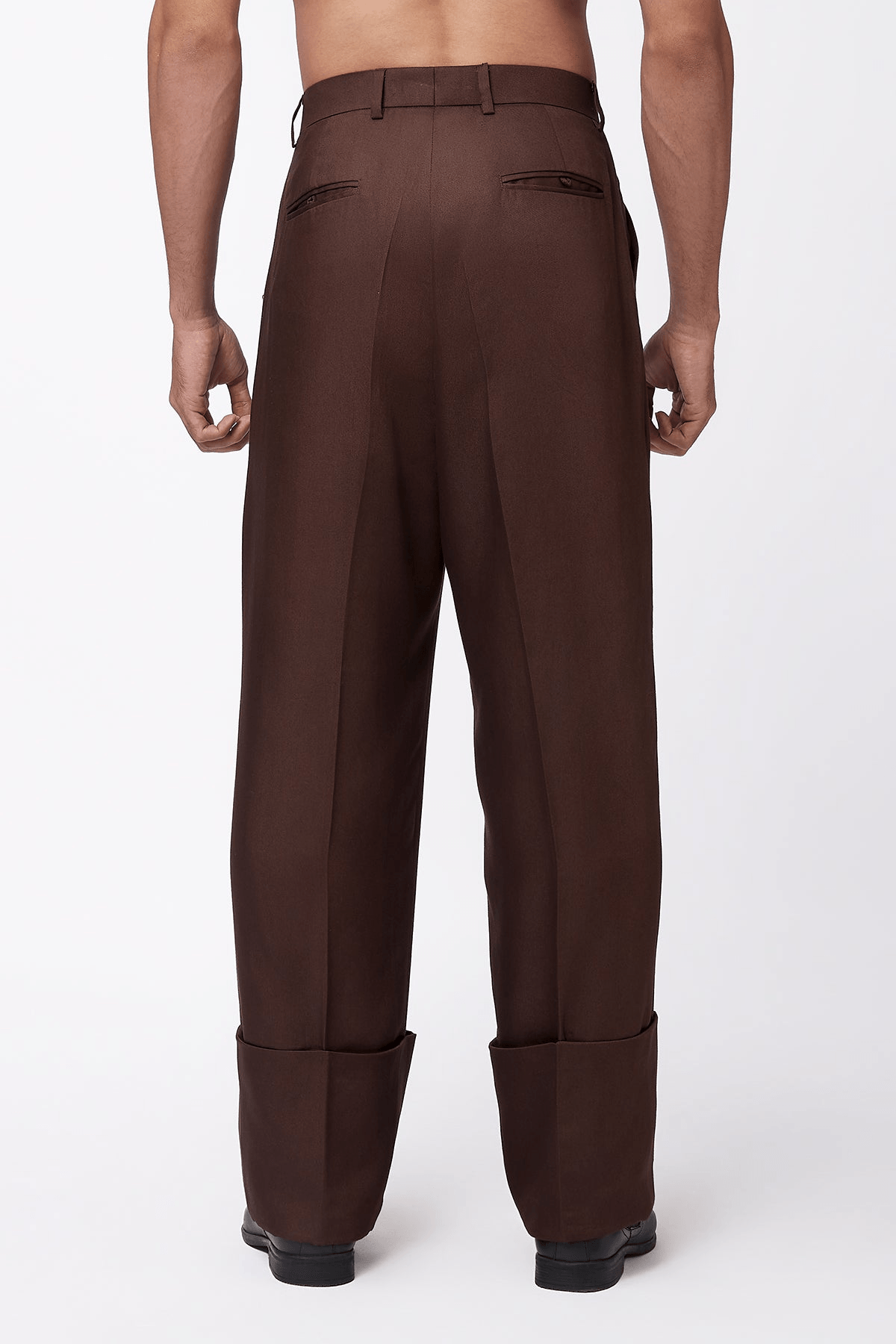 Core Folded Hem Trousers - Brown - View 4 - Superr*
