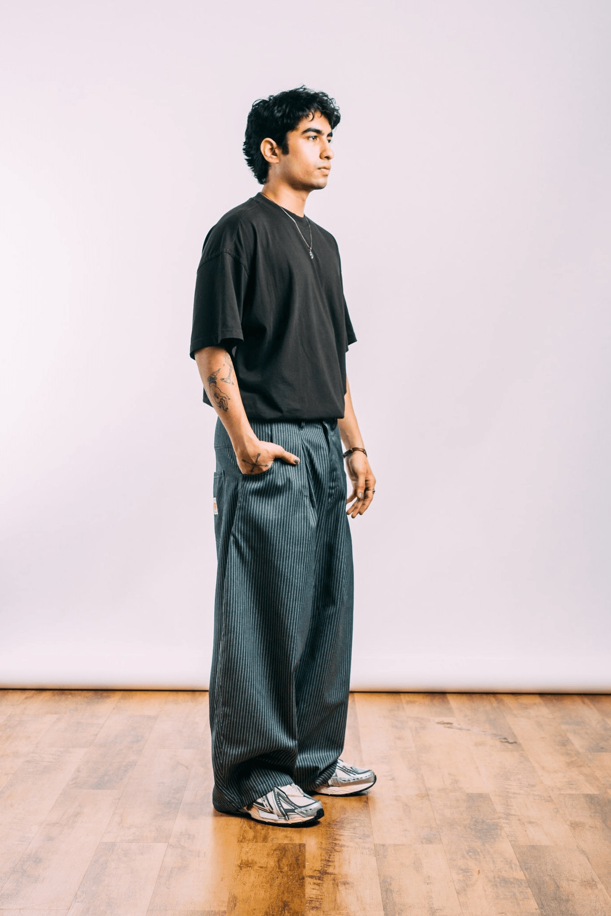Really Wide Pants 'Grey Stripes' - View 4 - Superr*