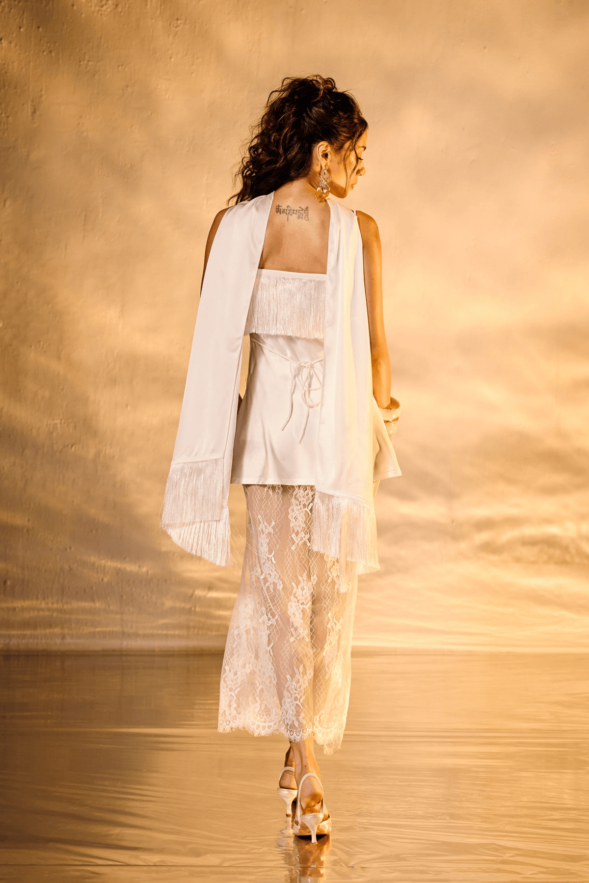 Ibiza Moon White Sheer Lace Midi Skirt - View 4 - Superr*