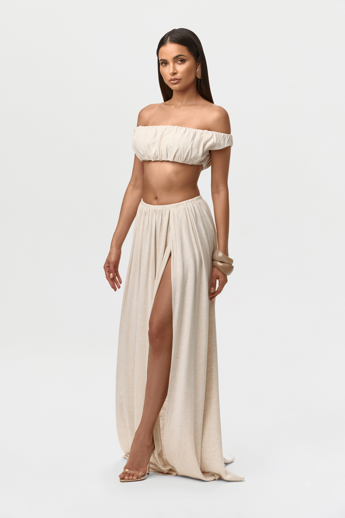 Linen Off-Shoulder Crop Top - View 4 - Superr*
