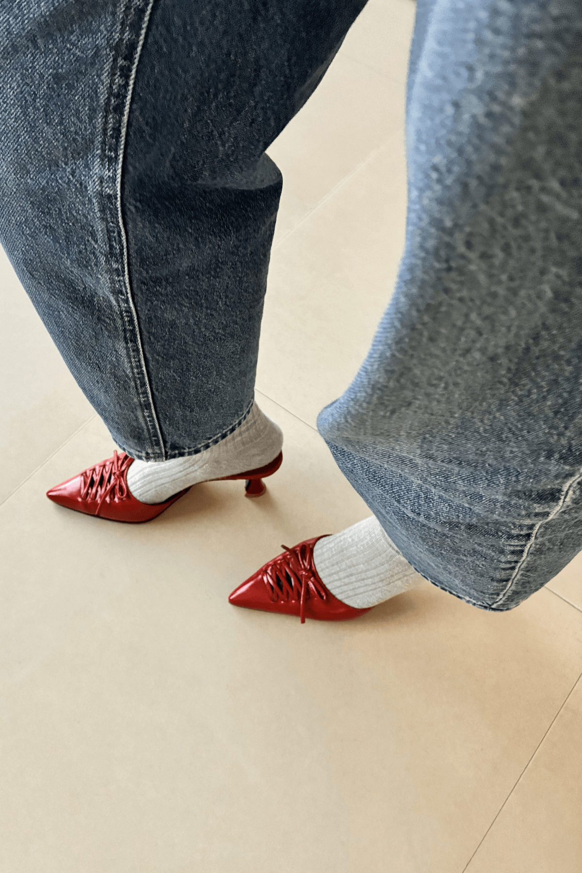 Tapered Heels in Crimson - View 3 - Superr*