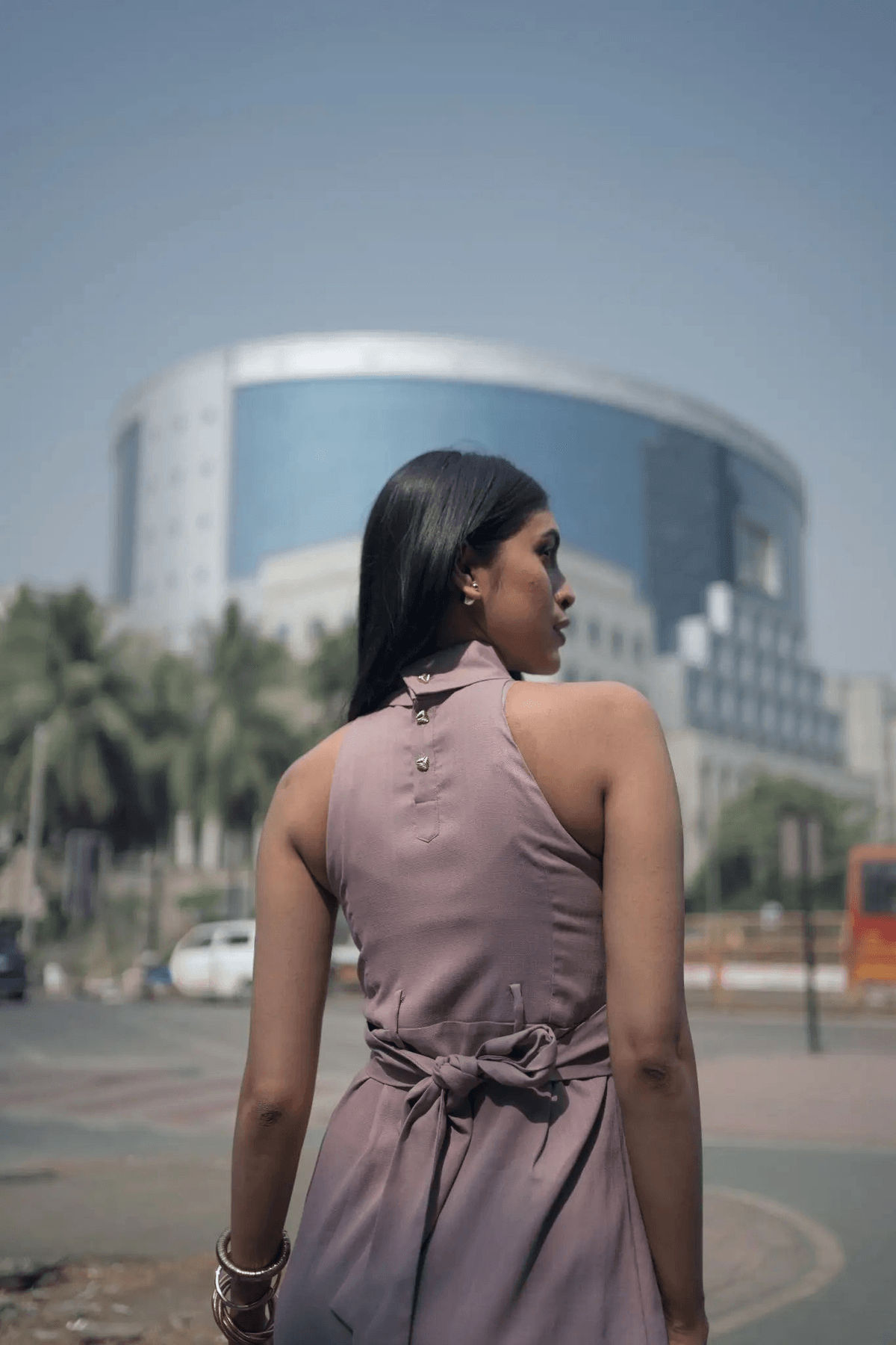 Muted Mauve Halter Neck Dress - View 2 - Superr*