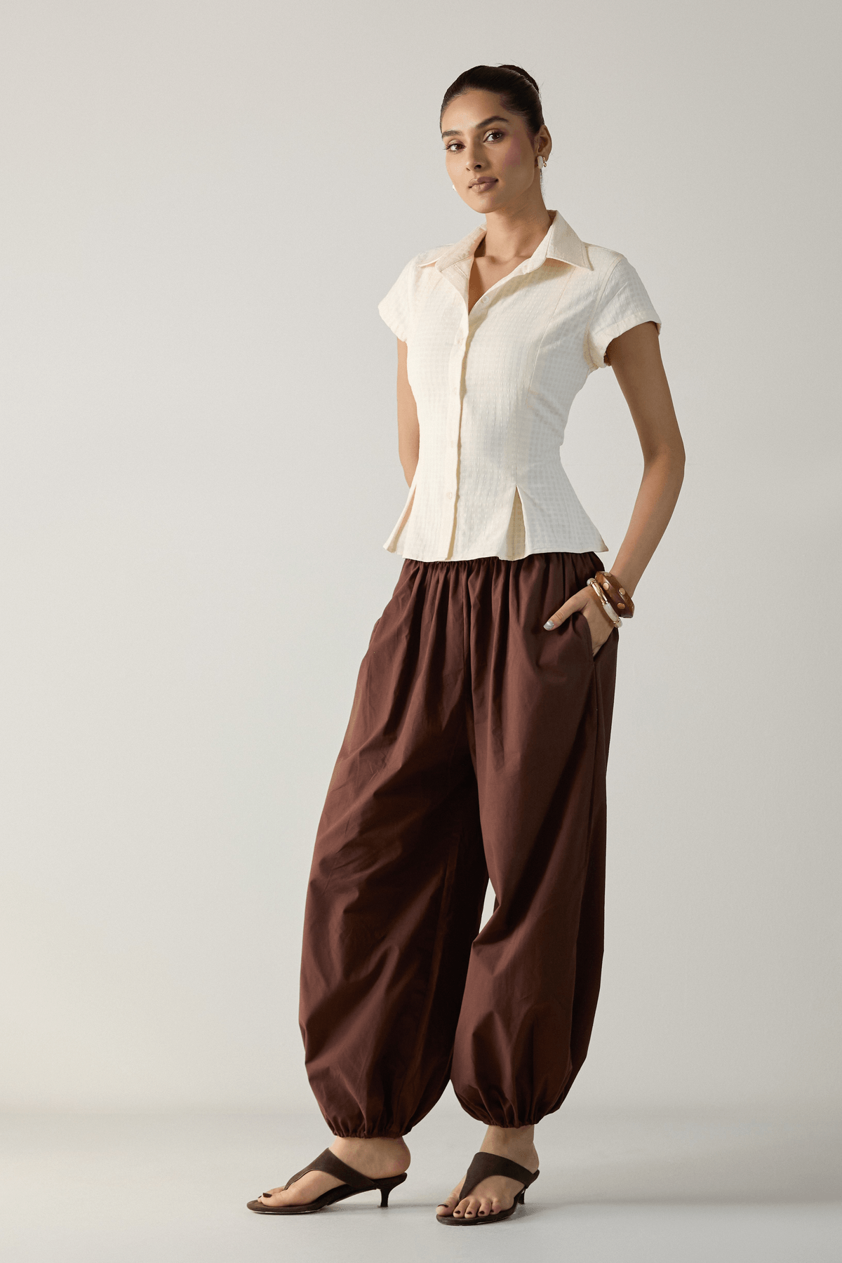 The Pleated Cinch Shirt- Butter White - View 4 - Superr*