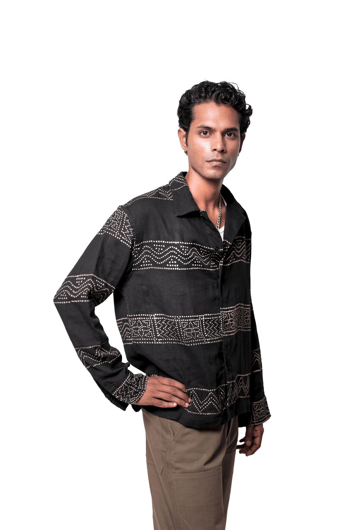 Black Hand-Blocked Panel Shirt - View 4 - Superr*