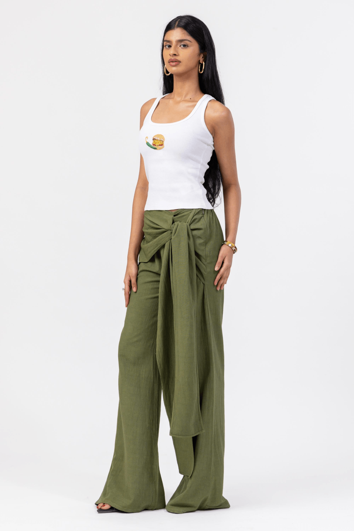 Scarf Wrap Pants - Olive - View 4 - Superr*