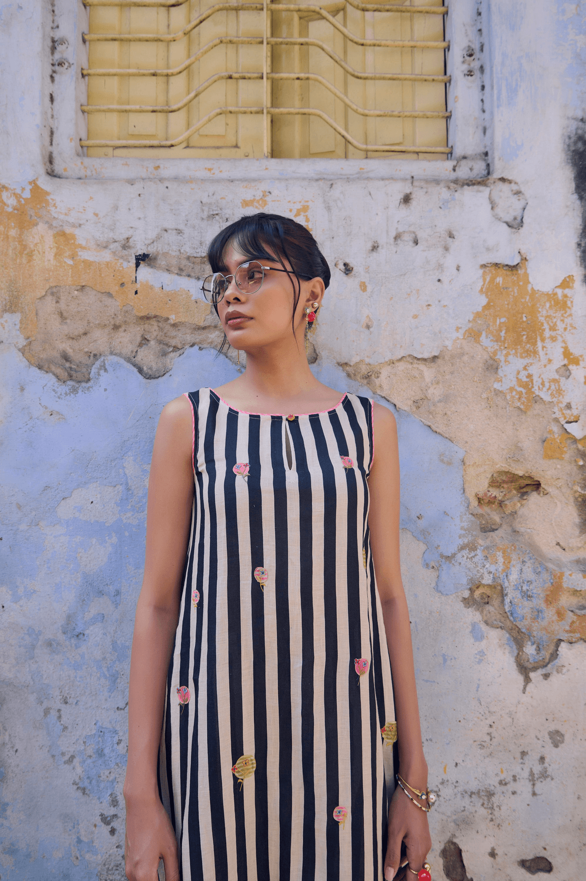 Safar Stripe Embroidered A-Line Kurta Set - View 3 - Superr*