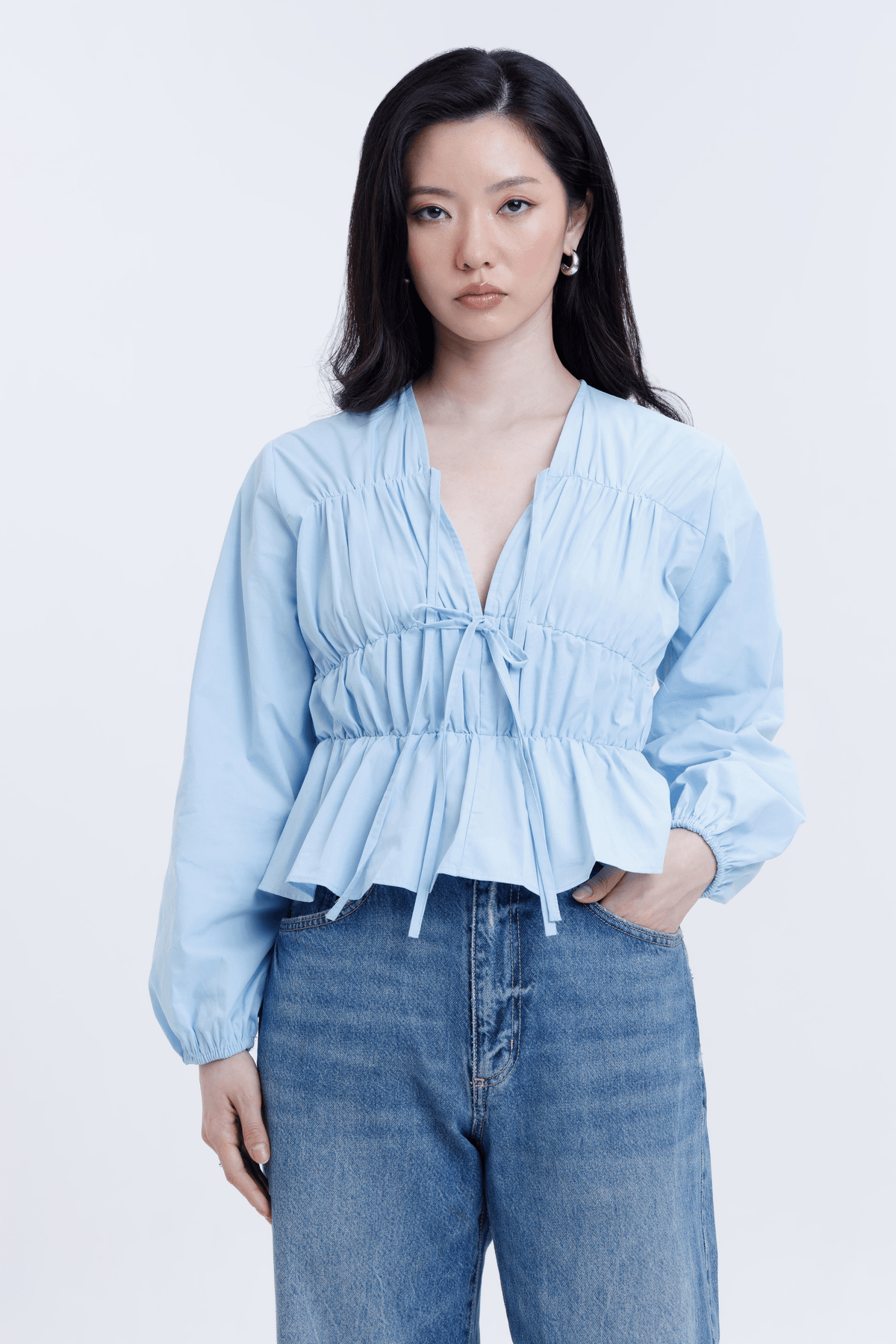 Drawstring Poplin Blouse - View 3 - Superr*