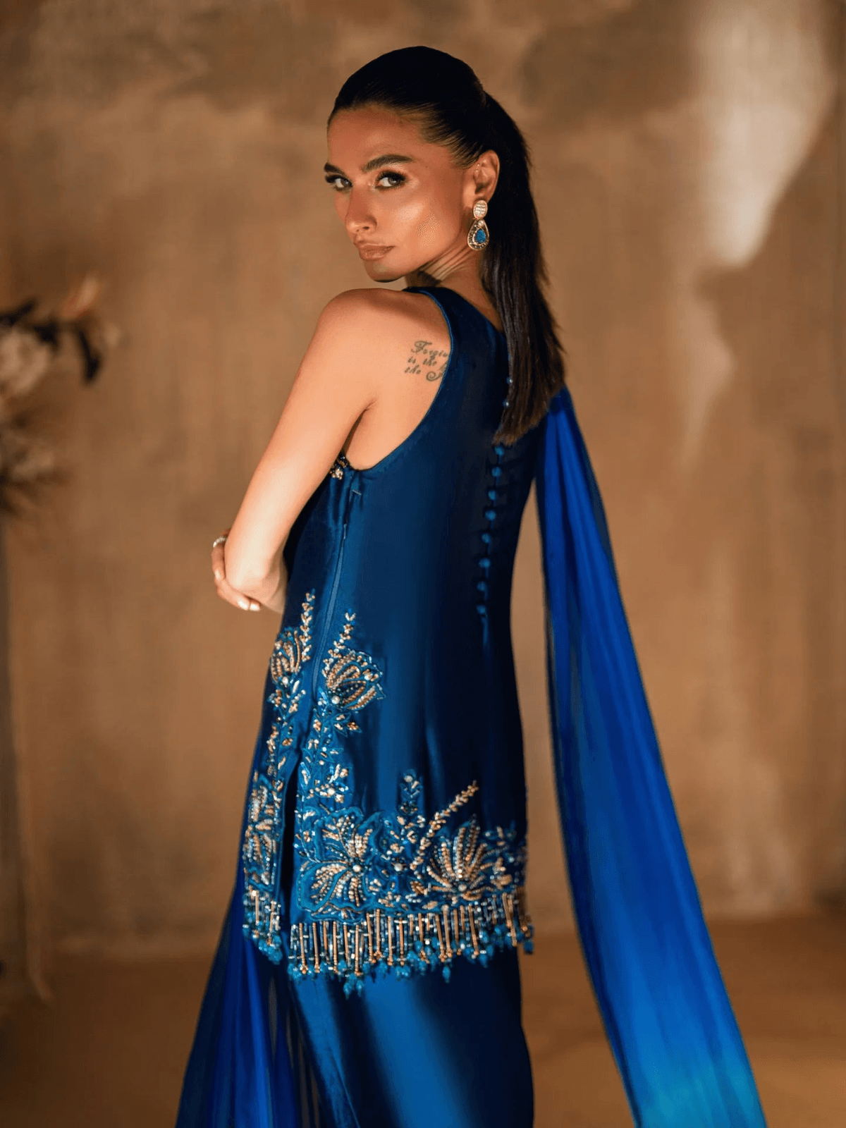 Delphine Embroidered Farshi Salwar Set - View 2 - Superr*