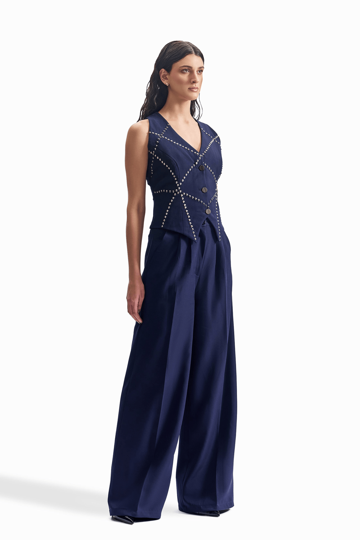 Stud-Grid Tailored Waistcoat Set - View 2 - Superr*