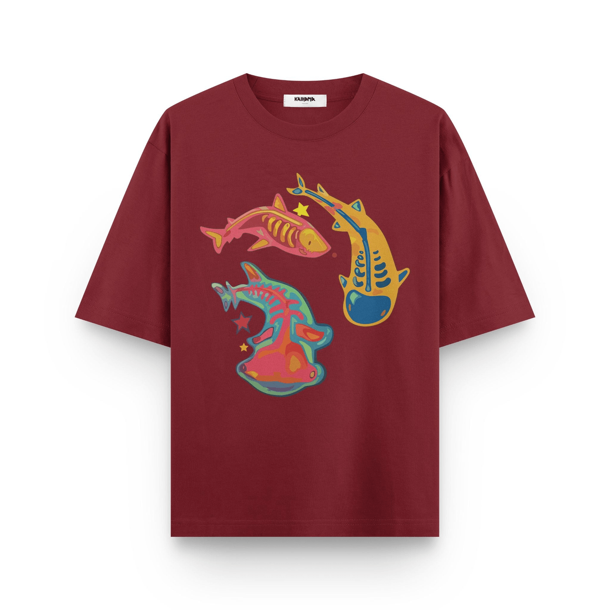 Neon Koi Orbit – Oversized Graphic T-Shirt - View 3 - Superr*